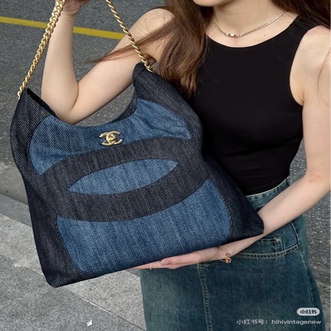 威選精品｜CHANEL 牛仔丹寧 Hobo 托特肩背包 💙✨