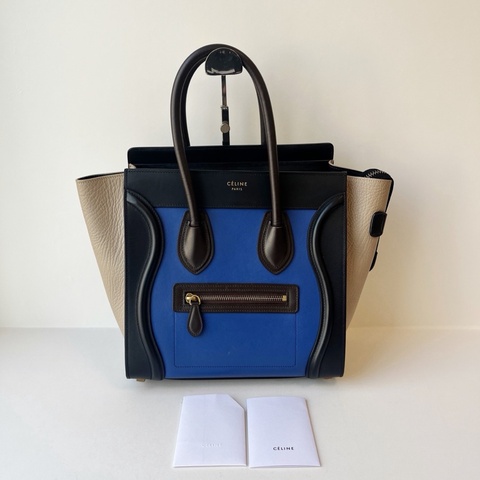 ✨ 威選精品｜CELINE Micro Luggage 藍黑拼色笑臉手提包 💙🖤