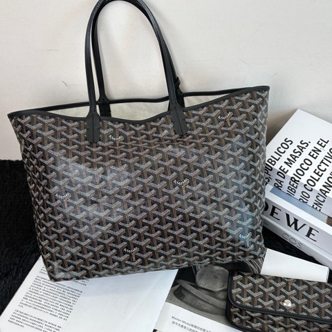 Goyard 戈雅 tote 托特包 黑色老花滿印子母購物袋手提包單肩包