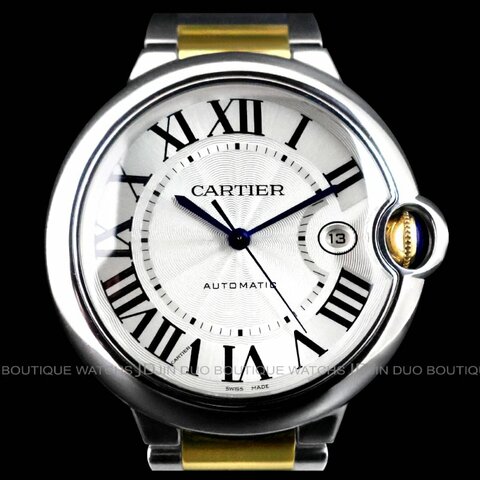 金鐸精品~2539 CARTIER卡地亞Ballon Bleu 藍氣球系列42mm大型款18黃K半金自動上鍊男用腕錶