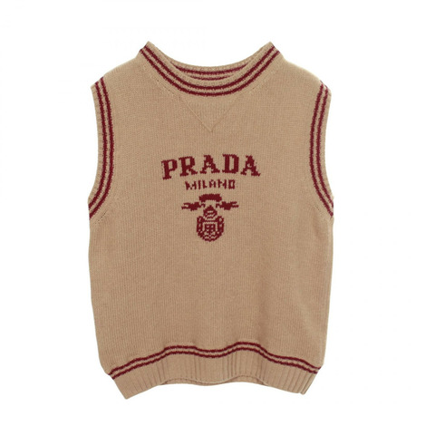 PRADA 針織背心 羊毛 棕色波爾多紅 #38 二手 女款