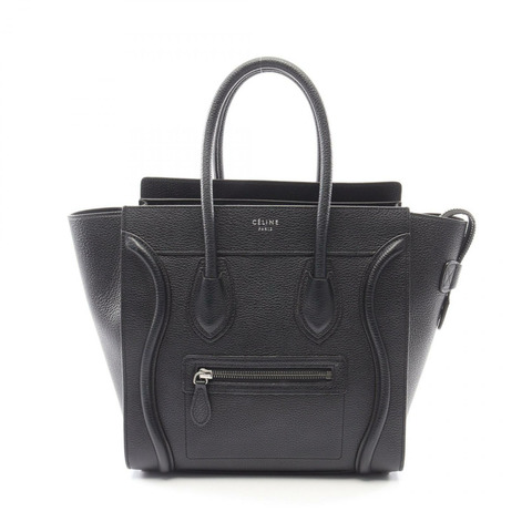 CELINE Luggage 迷你購物手提包 167793 黑色皮革 二手 女士