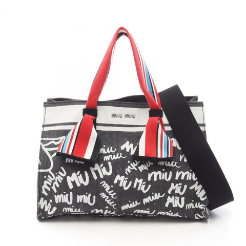 Miu Miu 牛仔布 LOGO 單肩斜挎包 帆布 灰色 白色 紅色 二手 女款
