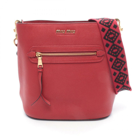 Miu Miu MADRAS 馬德拉斯單肩包，紅色皮革，二手女款