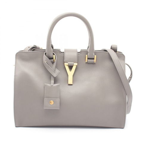 SAINT LAURENT PARIS Petit Cabas Y-Line 2WAY 手提包 CLD311210 皮革 灰色 二手 女士