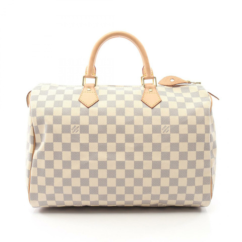 路易威登 Speedy 35 手提包 N41535 Damier Azur 帆布皮革 白色 二手 LV