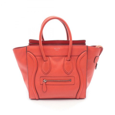 CELINE Luggage 迷你購物手提包，紅色真皮，二手女款