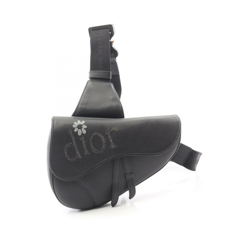 Christian Dior ERL 馬鞍腰臀包 1ADPO093 黑色真皮男士二手