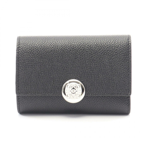LOEWE Pebble 小號直式三折皮夾 CANBS33X031100 皮革 黑色 全新