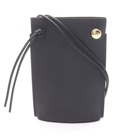 LOEWE Pebble Dice Pocket Pouch Shoulder Bag CPBPR12X011100 皮革 黑色 全新