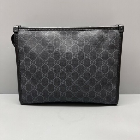 GUCCI 98新 黑花Supreme手拿包