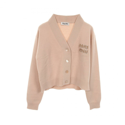 Miu Miu 粉紅羊絨開襟衫（二手女）