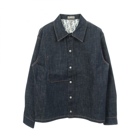 Christian Dior Oblique 牛仔襯衫夾克 #44 短版夾克 033D490A226X 棉質海軍藍