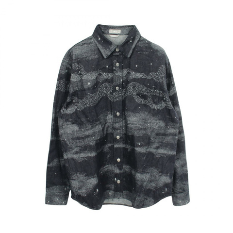 Christian Dior HOMME × Peter Doig 襯衫，純棉，海軍藍/灰色，#38，二手男款