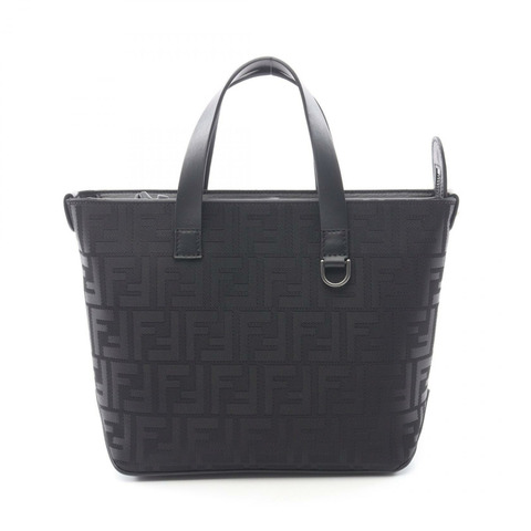 FENDI FF 購物袋 小號手提包 7VA658AVC6F05TR 帆布皮革 黑色 全新 男士
