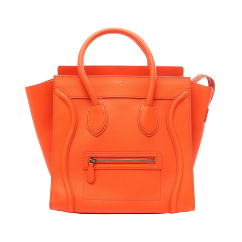 CELINE Luggage迷你購物手提包，紅色皮革，二手女款