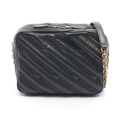 BALENCIAGA Blanket Reporter XS 斜背單肩包 502026 黑色皮革 二手