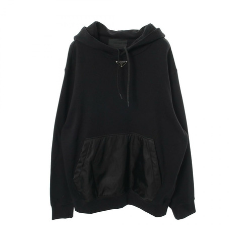 PRADA Re-Nylon 連帽衫 UJL45B 棉尼龍混紡 黑色 二手 男款