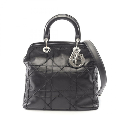 Christian Dior Granville Cannage 黑色皮革肩斜背包（二手）