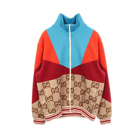 GUCCI Jumbo GG 氯丁橡膠拉鍊外套 其他外套 聚酯纖維 藍 橘色 多色 二手 男款