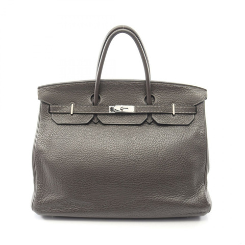 愛馬仕 Birkin 40 手提包，Clemence 皮革，石墨灰，SHW，二手，女士 L 碼