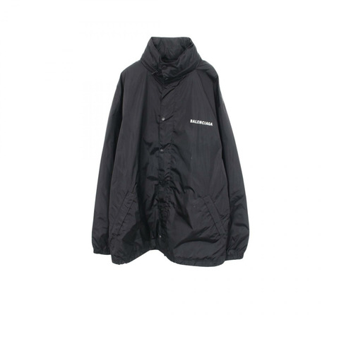 BALENCIAGA 標誌印花連帽衫 其他夾克 尼龍 黑色 二手 男款