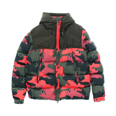 MONCLER EYMERIC 連帽羽絨外套 E2091419928553991 尼龍 卡其色 紅色 #5 二手
