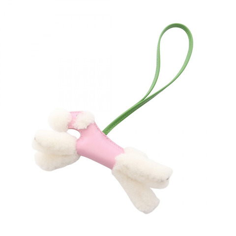 HERMES Buddy Bag Charm Agneau Milo 皮革 Mouton Mauve Sylvestre Green White K