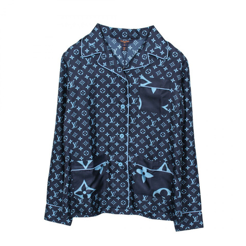 路易威登 LV Escale Monogram 睡衣上衣 #36 RW222W PR0 FNBL50 真絲海軍藍