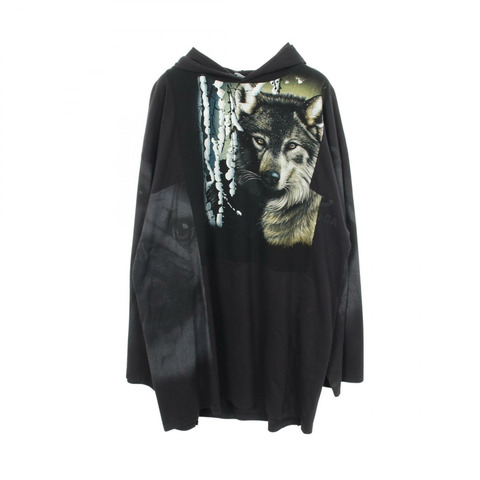 BALENCIAGA Docking 長版印花連帽衫 704026 純棉 黑色 多色 二手 男款