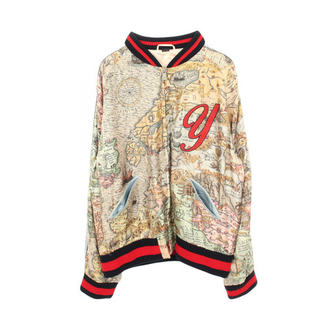 GUCCI DIY 地圖圖案訂製短版外套 #58 絲質多色二手男款