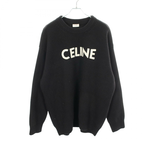 CELINE Logo Oversized 羅紋針織衫 2A19R423P 羊毛 黑色 #M 二手男款
