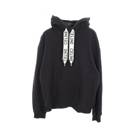 CELINE Logo 寬鬆連帽衫 2Y468670Q 純棉 黑色 #XXL 二手男款