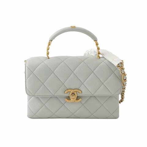Chanel Carry Me牛皮純色菱格絎縫雙C扣斜背包單肩包