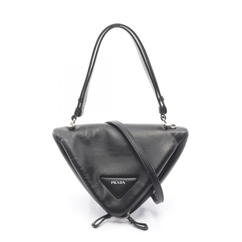 PRADA 三角形單肩斜背包 1BA315 黑色真皮二手女款