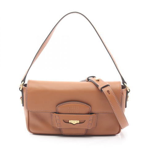 Miu Miu CRM 精製小牛皮 Penny 單肩斜挎包 5BD270 棕色二手