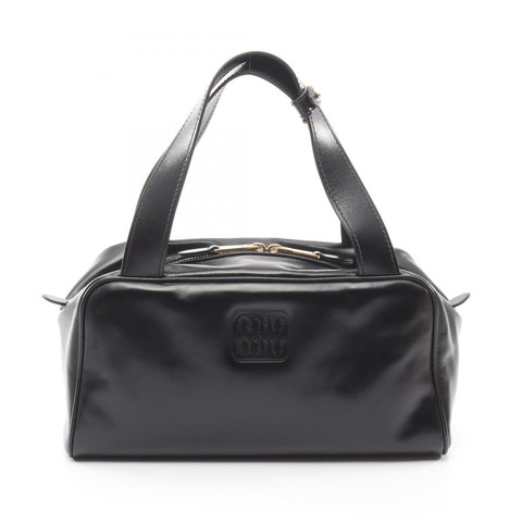 Miu Miu SOFTY SHINE 手提包 5BB182 黑色皮革 二手 女士
