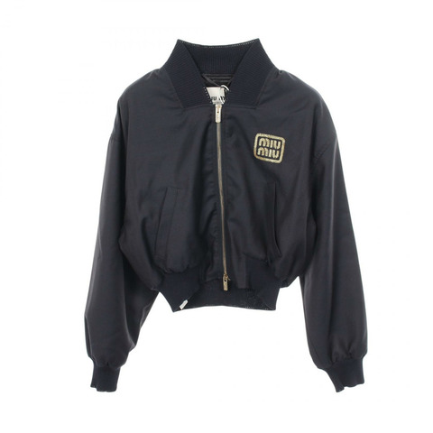 Miu Miu Logo刺繡短款羊毛短版外套 ML936 海軍藍 #38 二手女裝