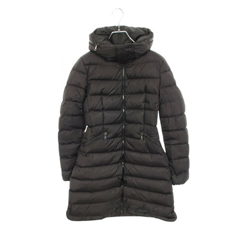 MONCLER FLAMMETTE 連帽長羽絨外套 49931 尼龍 黑色 二手 #00