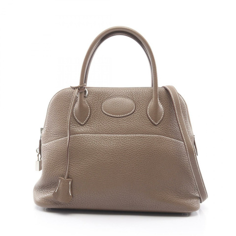愛馬仕 Bolide 31 單肩手提包，Taurillon Clemence Etoupe 灰色，二手，帶五金配件