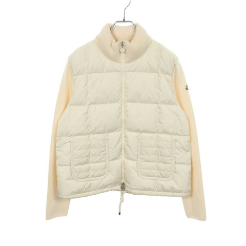 MONCLER 針織羽絨外套 9B00003 尼龍羊毛 白色 #L 二手 女款