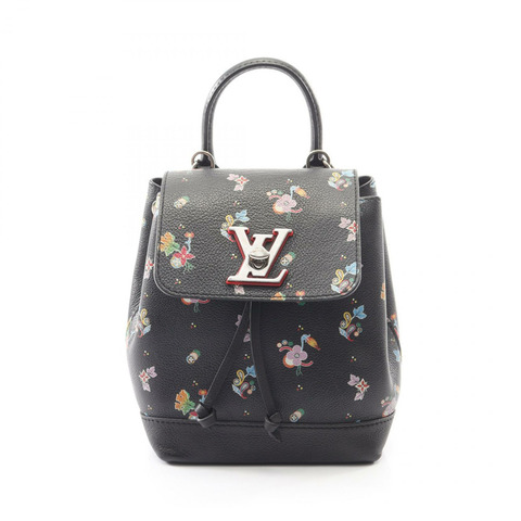 路易威登 Lockme 迷你雙肩包 M54848 小牛皮黑色花卉圖案二手 LV