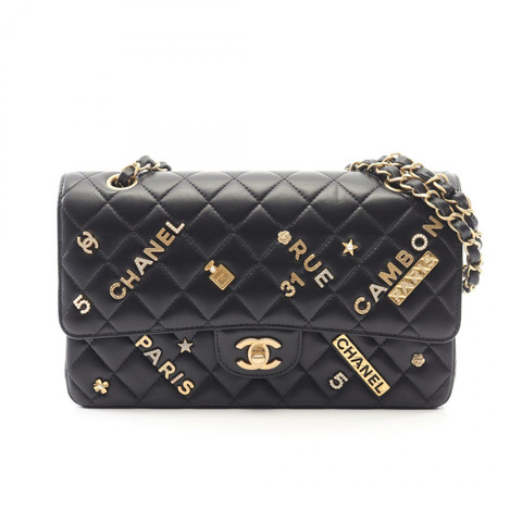 香奈兒 (CHANEL) 絎縫雙蓋 Icon Charm 鏈條肩背包 A01112 羊皮 GHW