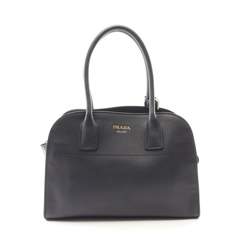 PRADA SOFT GLAIN 中型手提包 1BG538 黑色真皮二手女款