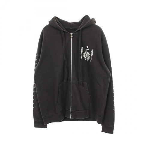 CHROME HEARTS FOTI 馬蹄鐵標誌連帽衫，純棉黑色，二手男款