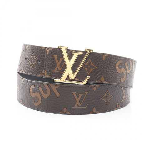 路易威登 Supreme Ceinture LV Initials Belt MP016 金色五金皮革二手