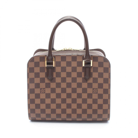 LOUIS VUITTON Triana 拉鍊手提包 N51155 Damier Ebene 帆布皮革 二手 LV