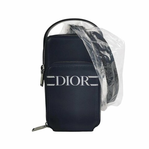 Dior 牛皮拼色字母Logo拉鍊斜背包