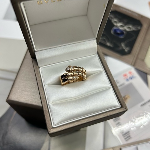 Bvlgari寶格麗 Serpenti viper系列 三環 頭尾鑽 蛇骨 戒指 蛇戒 S碼
