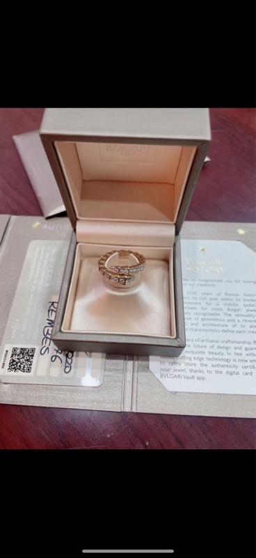 Bvlgari 寶格麗 靈蛇系列 玫瑰金滿鑽蛇戒 滿鑽蛇骨戒指M碼